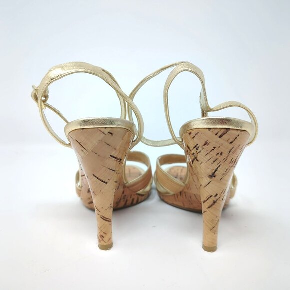 Enzo Angiolini Heels 7 Cork Summer Tan Gold - Picture 6 of 12